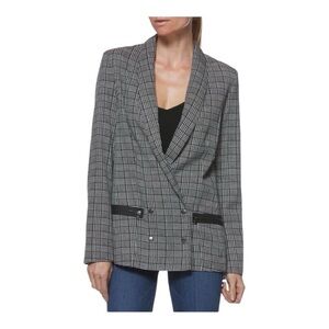 PAIGE  Karissa Houndstooth Black and White Plaid Blazer